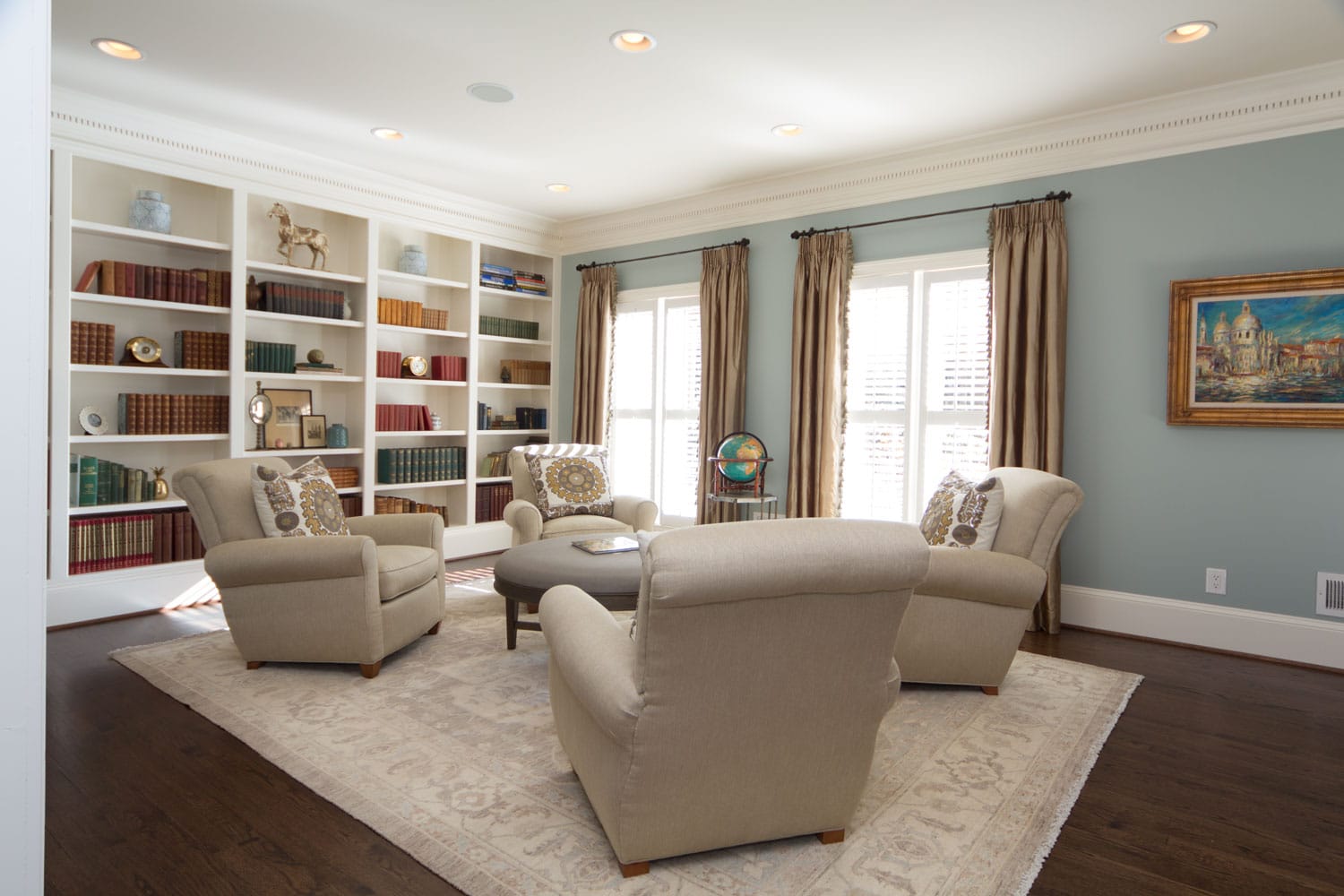 Library interior design in Riverland Court, Atlanta