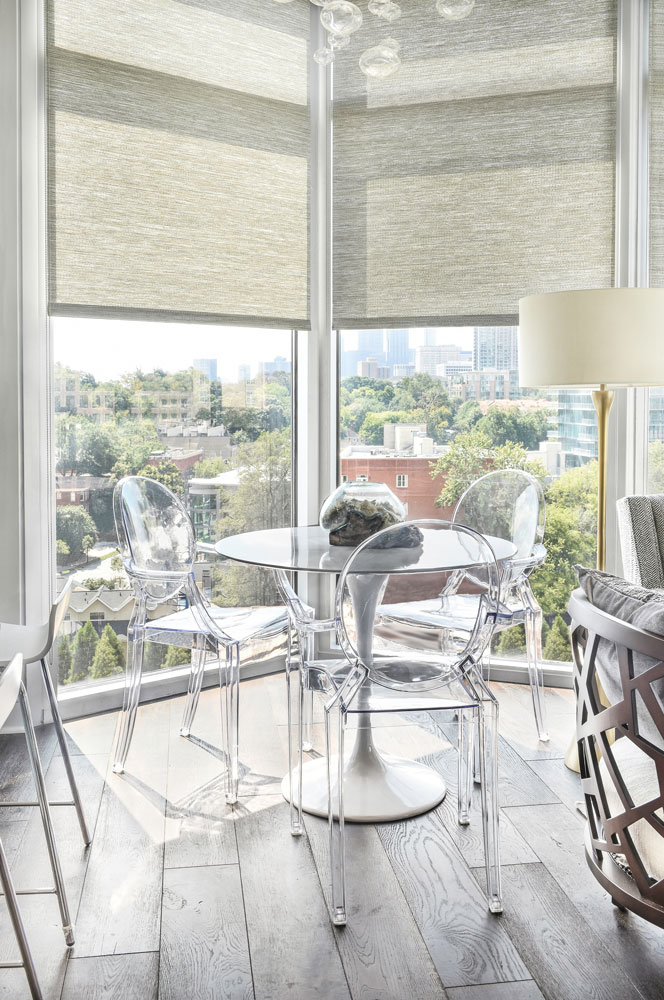The Luxe in Atlanta modern glass furniture set design