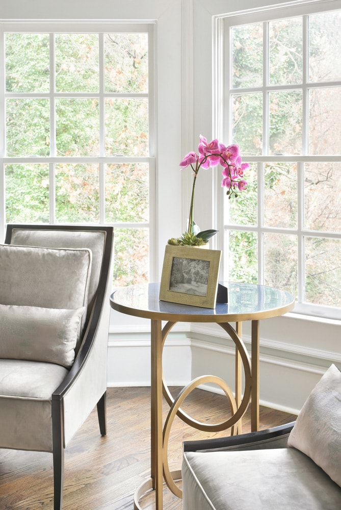 Peachtree Dunwoody master suite bedroom interior design in Atlanta